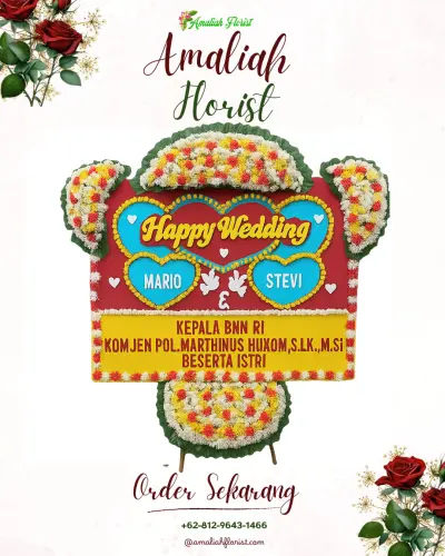 Karangan Papan Bunga Pernikahan di Punia